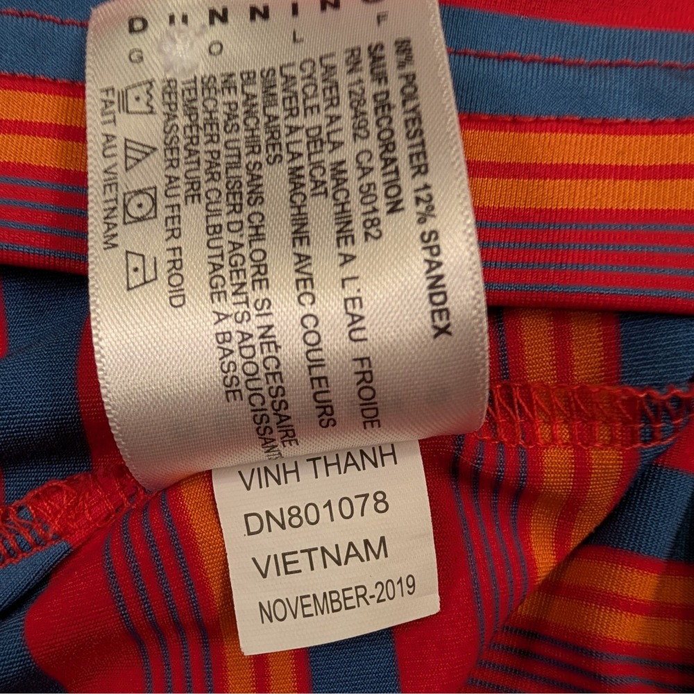 Dunning Golf Striped Performance Polo XL Bright Red Blue Stretch - Picture 6 of 10